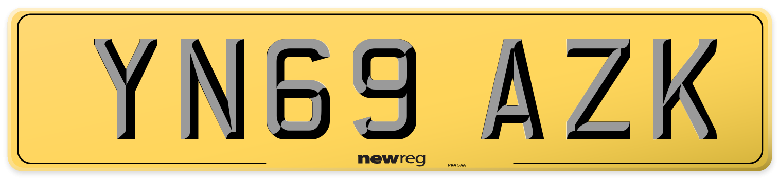 YN69 AZK Rear Number Plate