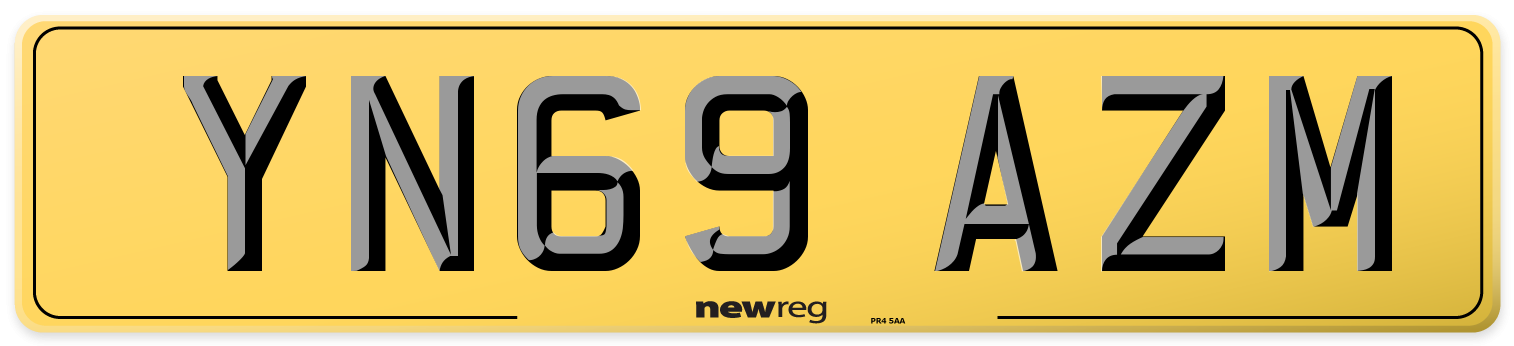 YN69 AZM Rear Number Plate