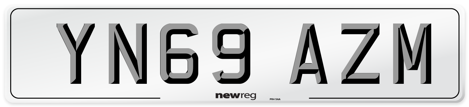 YN69 AZM Front Number Plate