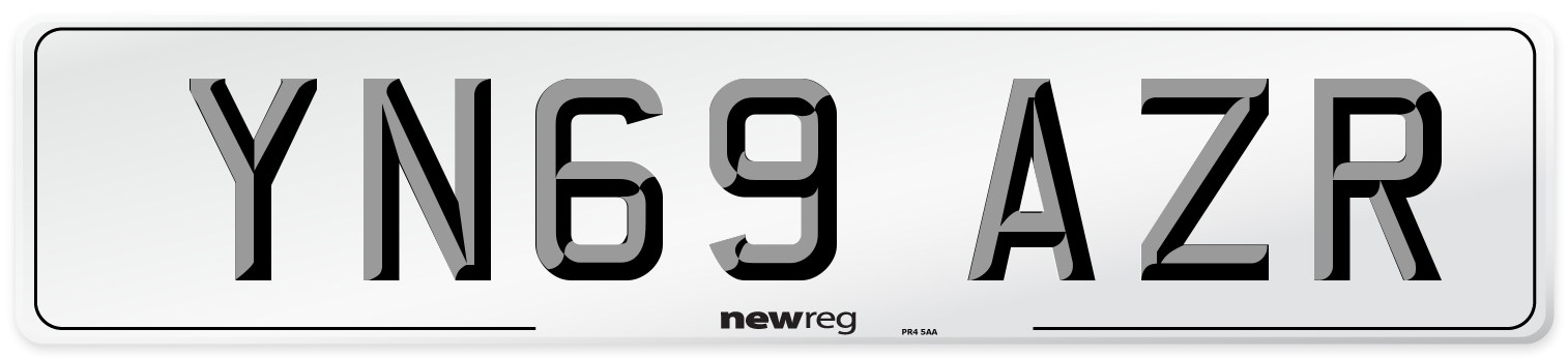 YN69 AZR Front Number Plate