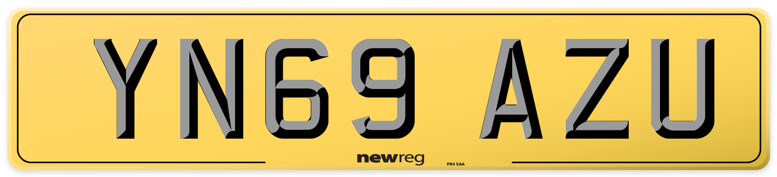 YN69 AZU Rear Number Plate