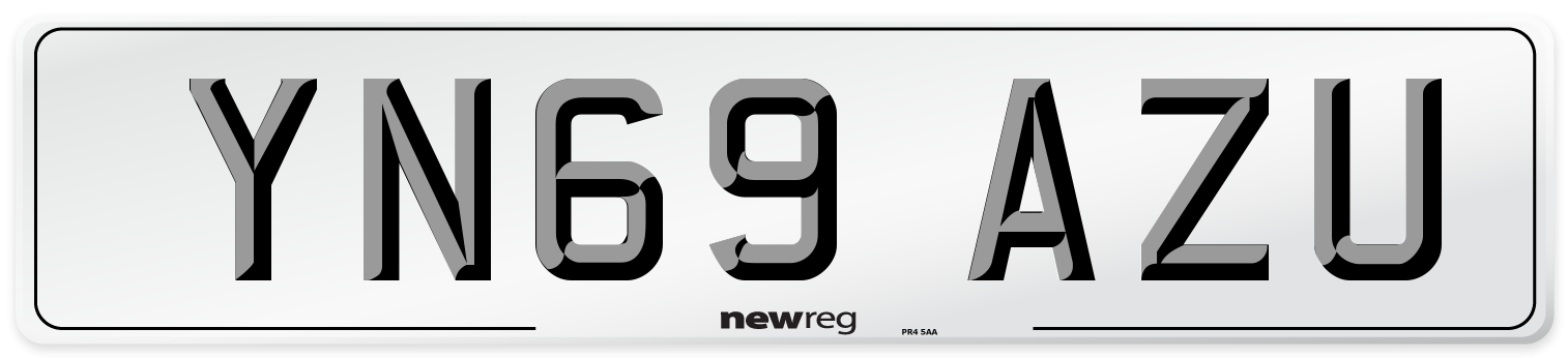 YN69 AZU Front Number Plate