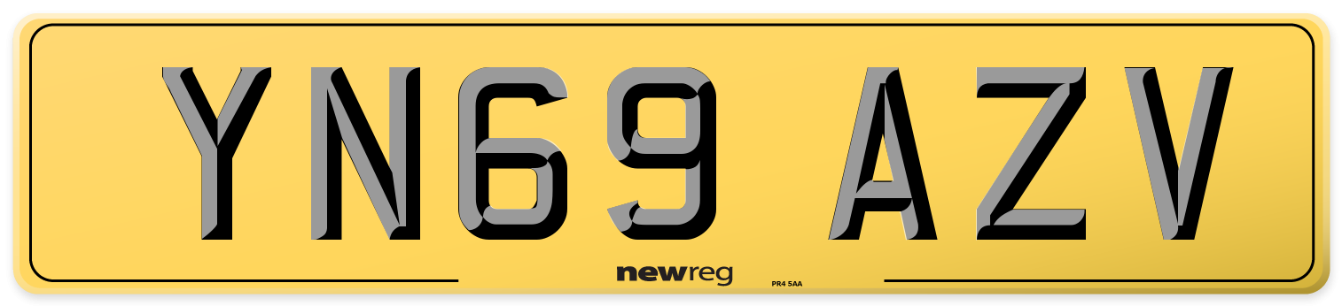 YN69 AZV Rear Number Plate