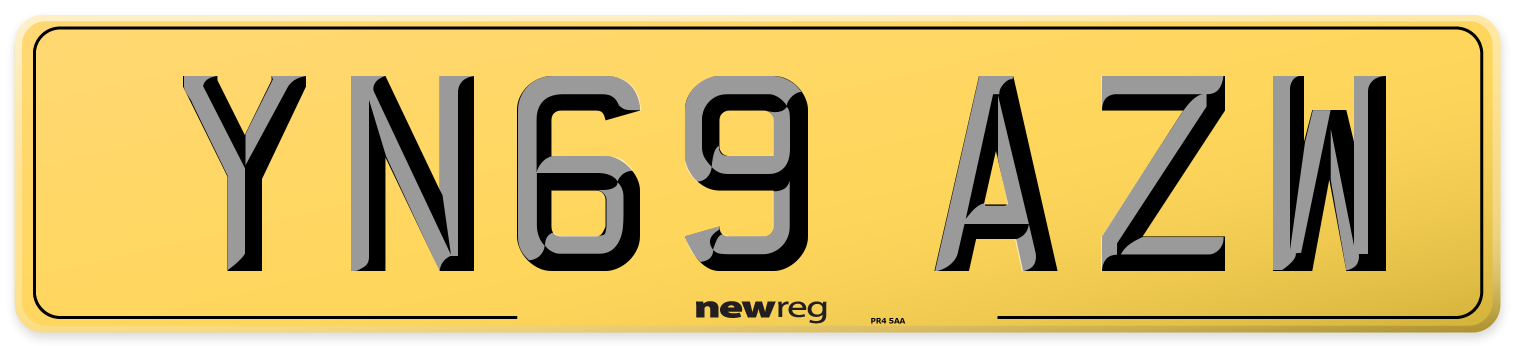 YN69 AZW Rear Number Plate