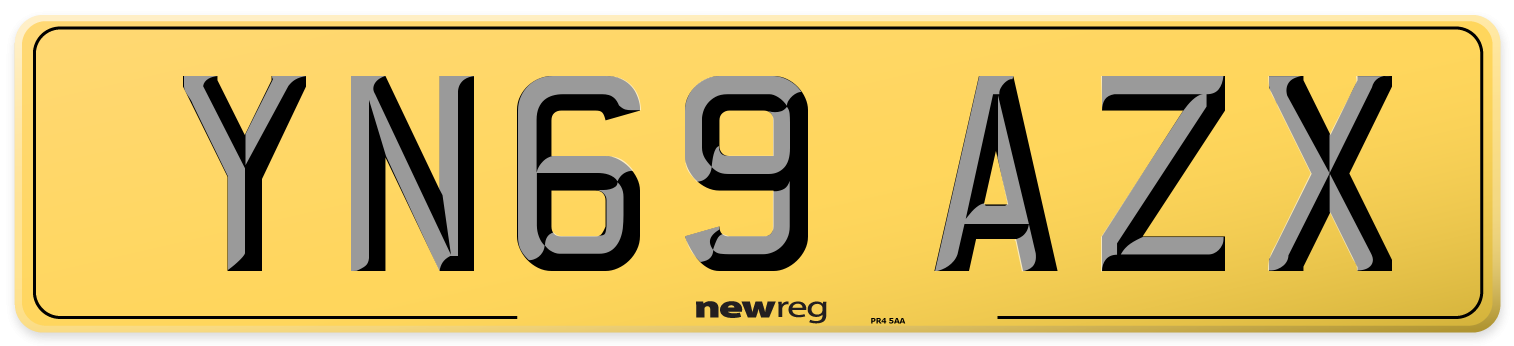 YN69 AZX Rear Number Plate