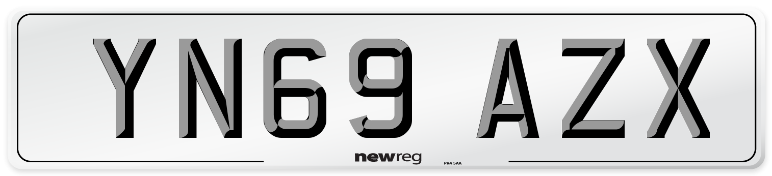 YN69 AZX Front Number Plate