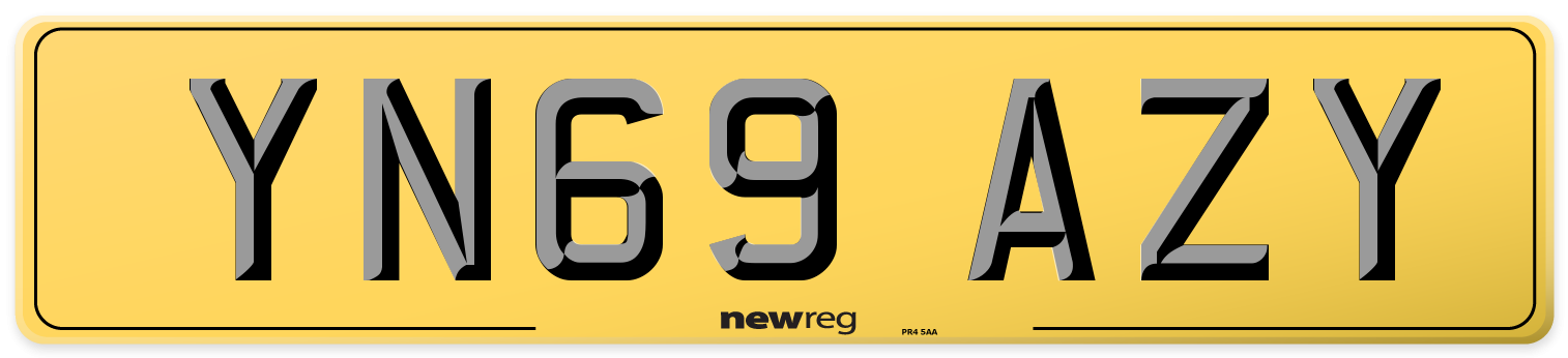 YN69 AZY Rear Number Plate