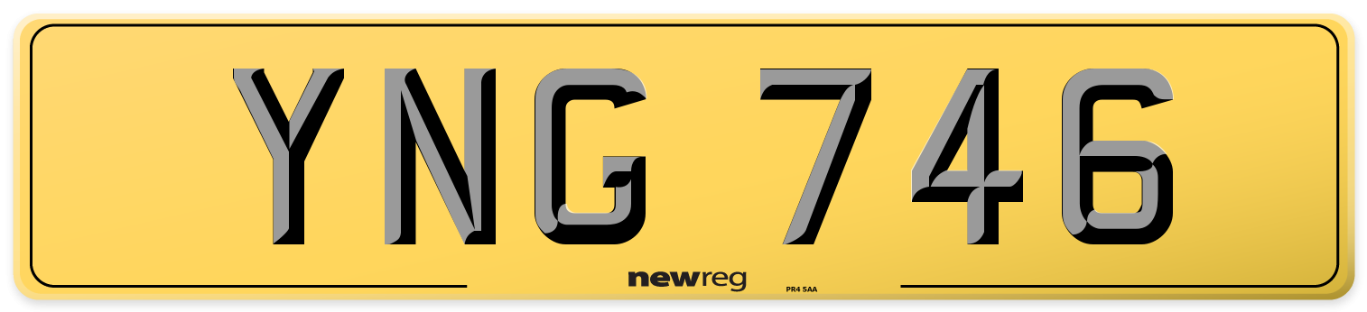 YNG 746 Rear Number Plate