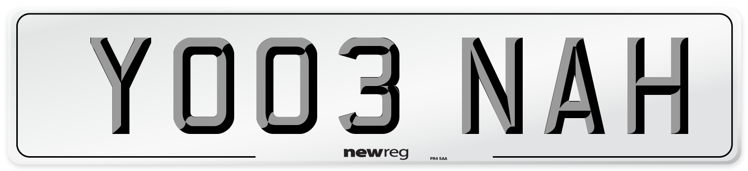 YO03 NAH Front Number Plate