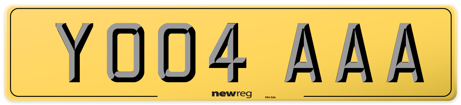 YO04 AAA Rear Number Plate