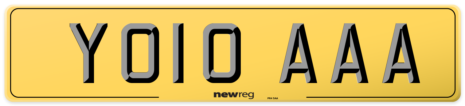 YO10 AAA Rear Number Plate