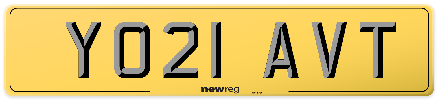 YO21 AVT Rear Number Plate