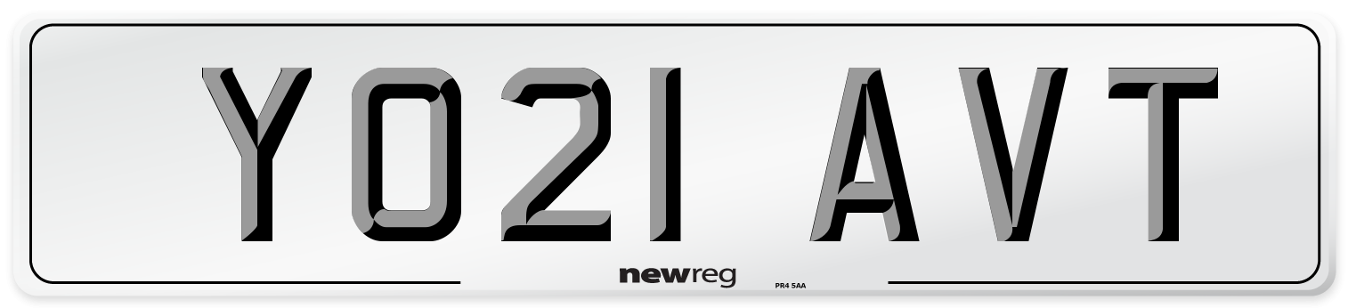 YO21 AVT Front Number Plate