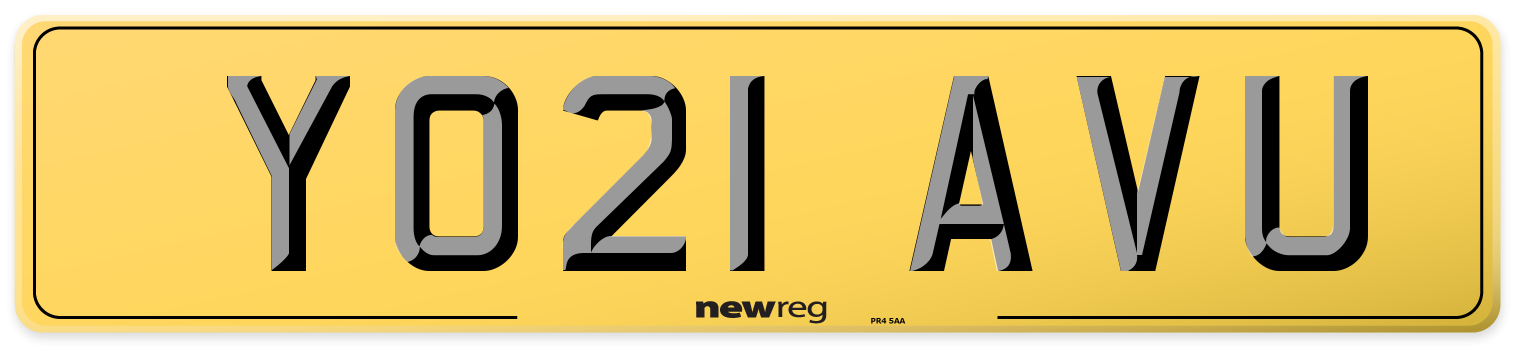 YO21 AVU Rear Number Plate