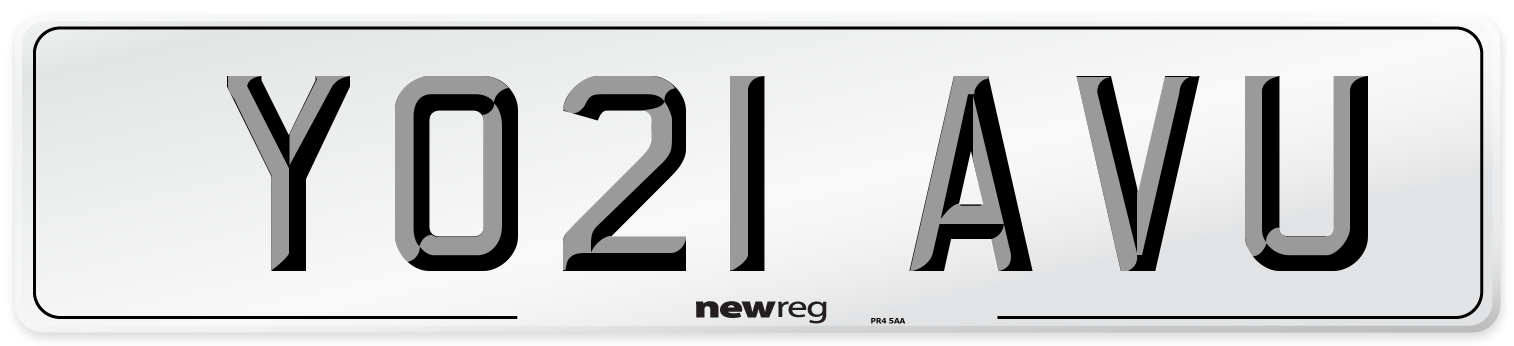 YO21 AVU Front Number Plate