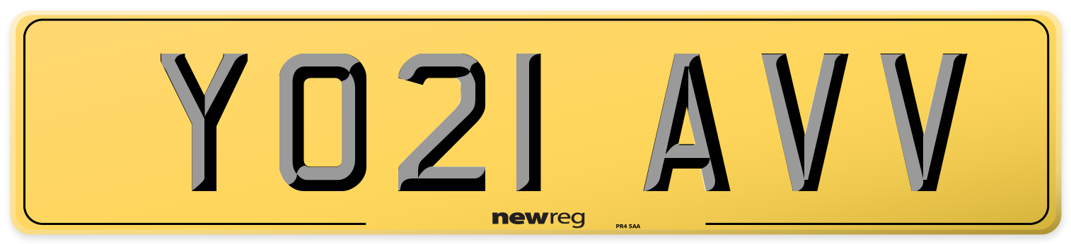 YO21 AVV Rear Number Plate