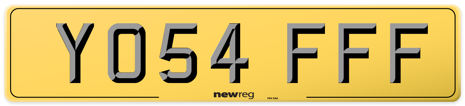 YO54 FFF Rear Number Plate