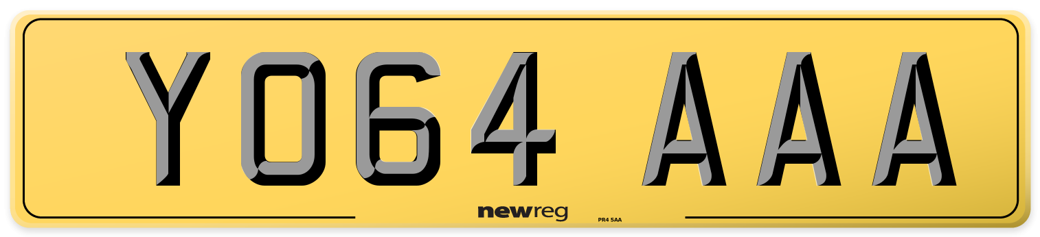 YO64 AAA Rear Number Plate