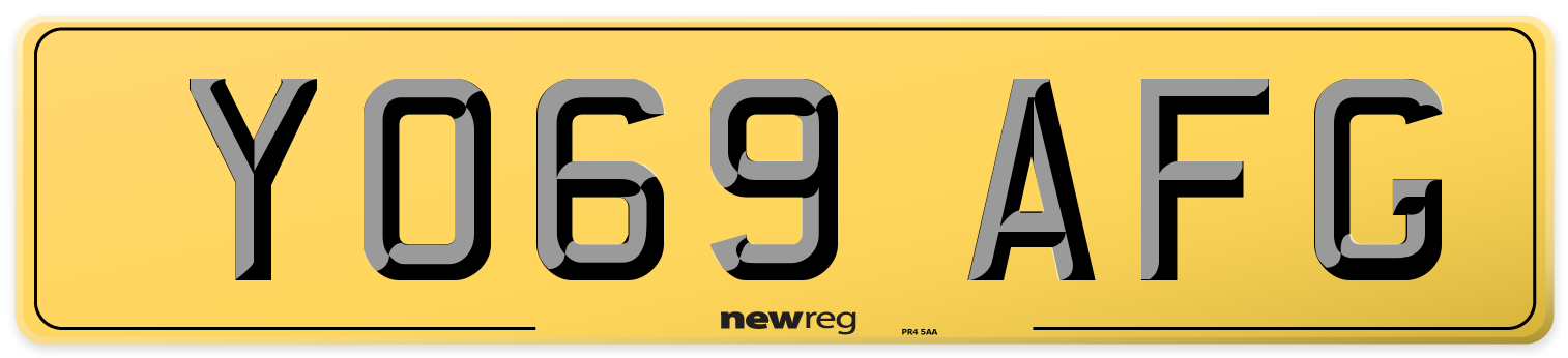 YO69 AFG Rear Number Plate