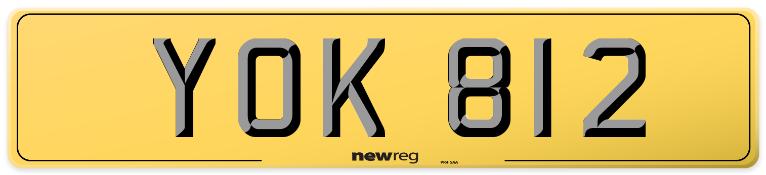 YOK 812 Rear Number Plate
