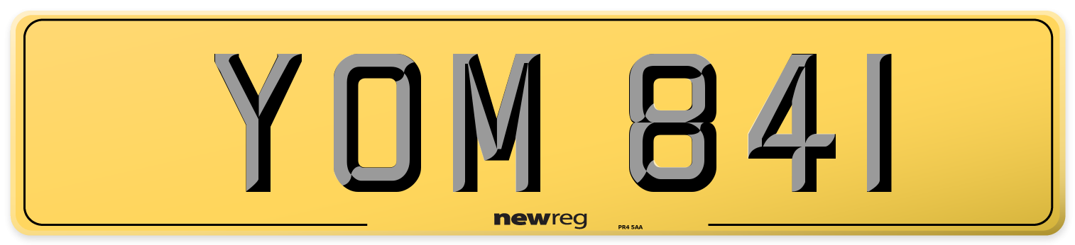 YOM 841 Rear Number Plate
