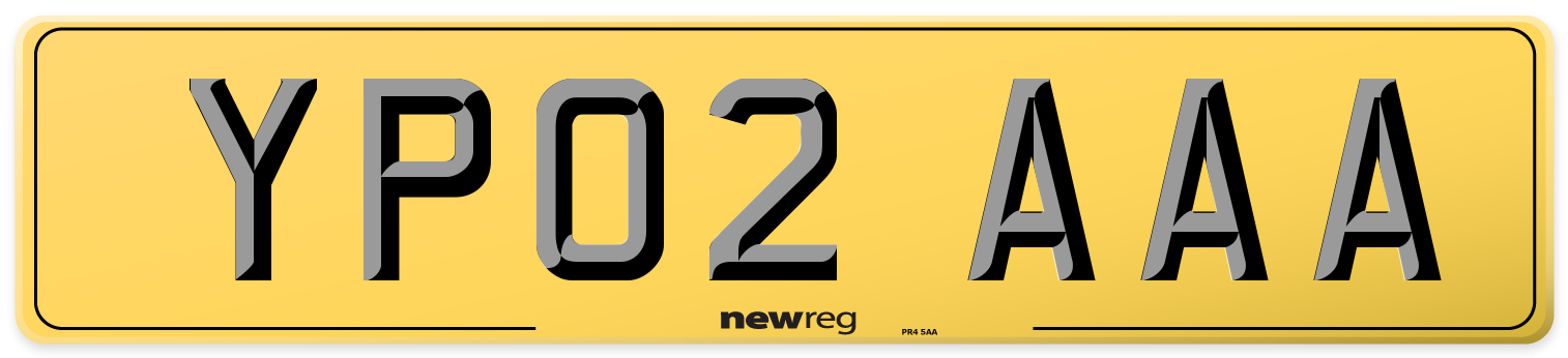 YP02 AAA Rear Number Plate