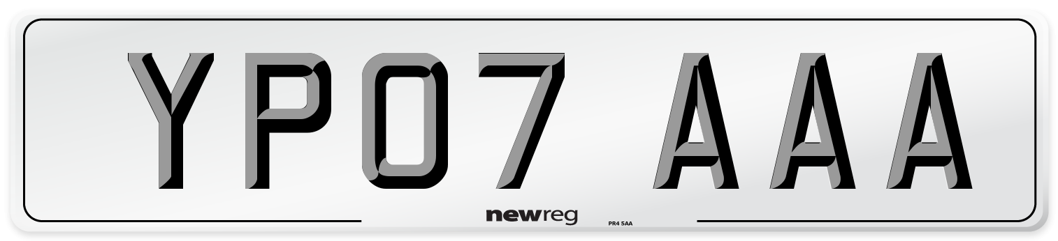 YP07 AAA Front Number Plate