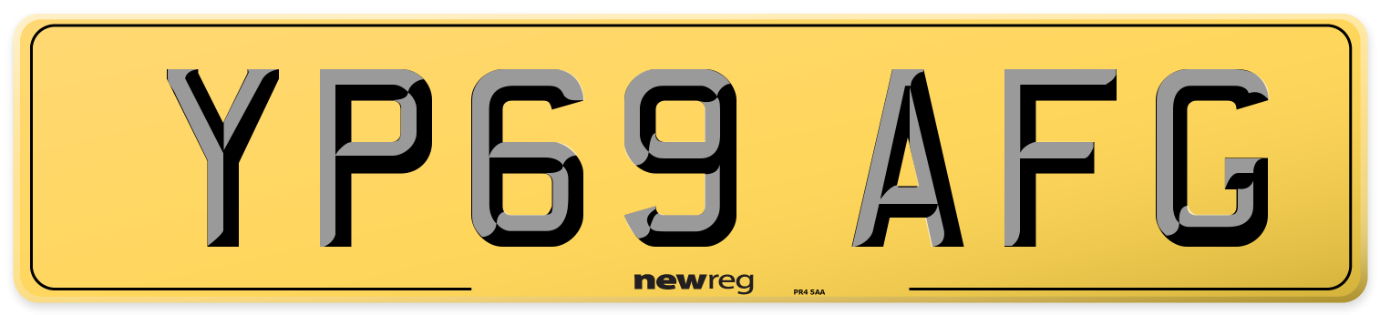 YP69 AFG Rear Number Plate
