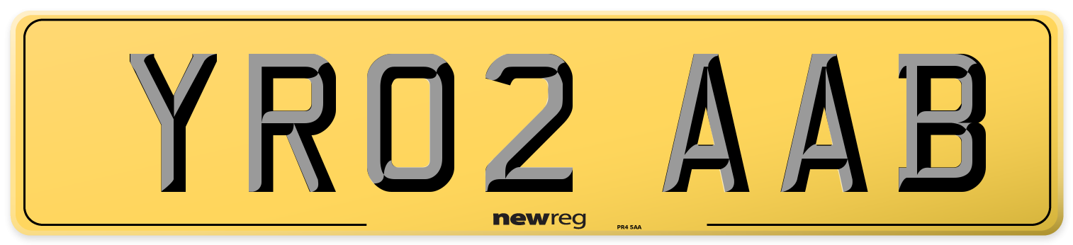 YR02 AAB Rear Number Plate