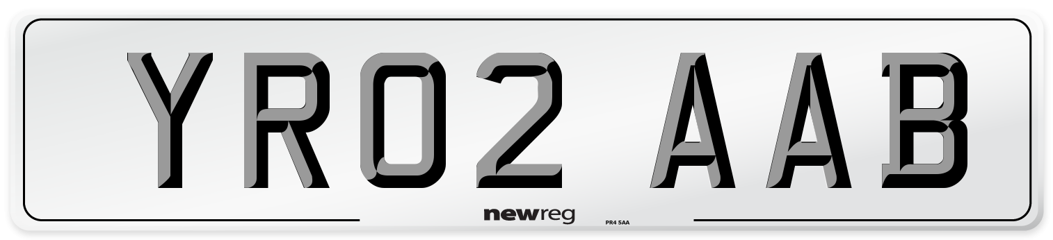 YR02 AAB Front Number Plate