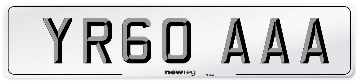 YR60 AAA Front Number Plate
