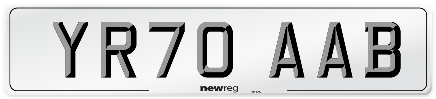 YR70 AAB Front Number Plate