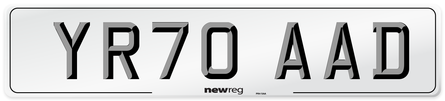 YR70 AAD Front Number Plate