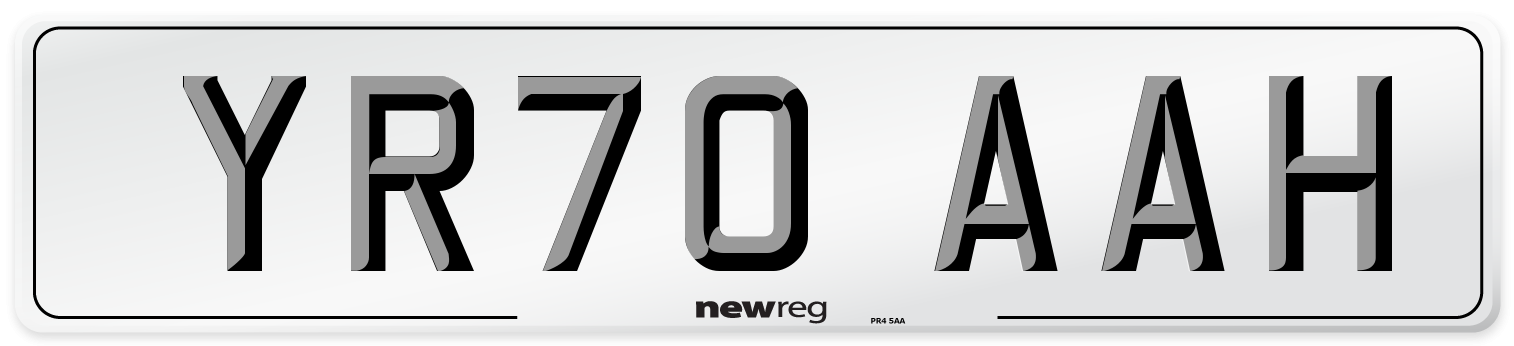 YR70 AAH Front Number Plate