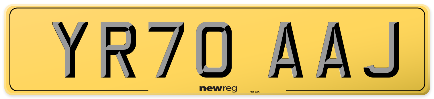 YR70 AAJ Rear Number Plate