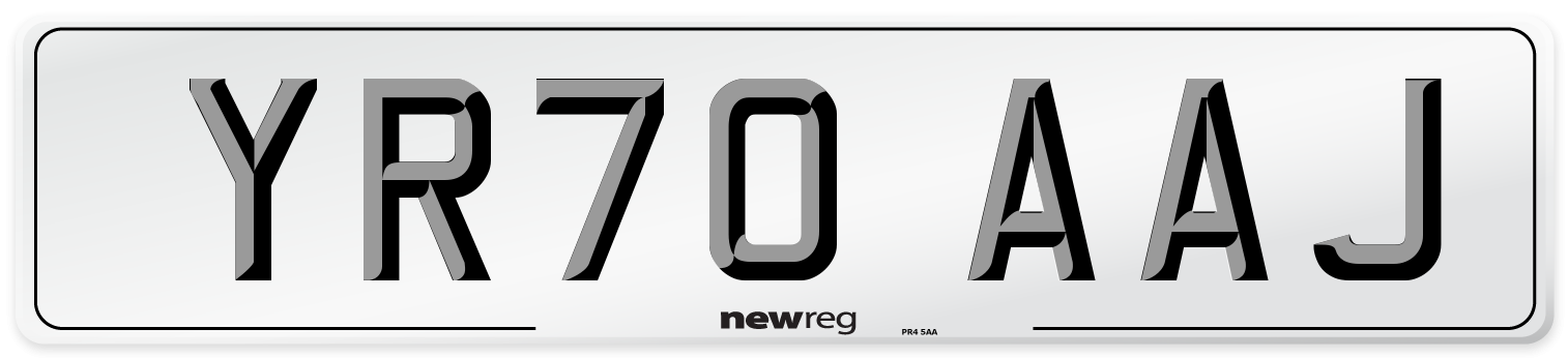 YR70 AAJ Front Number Plate