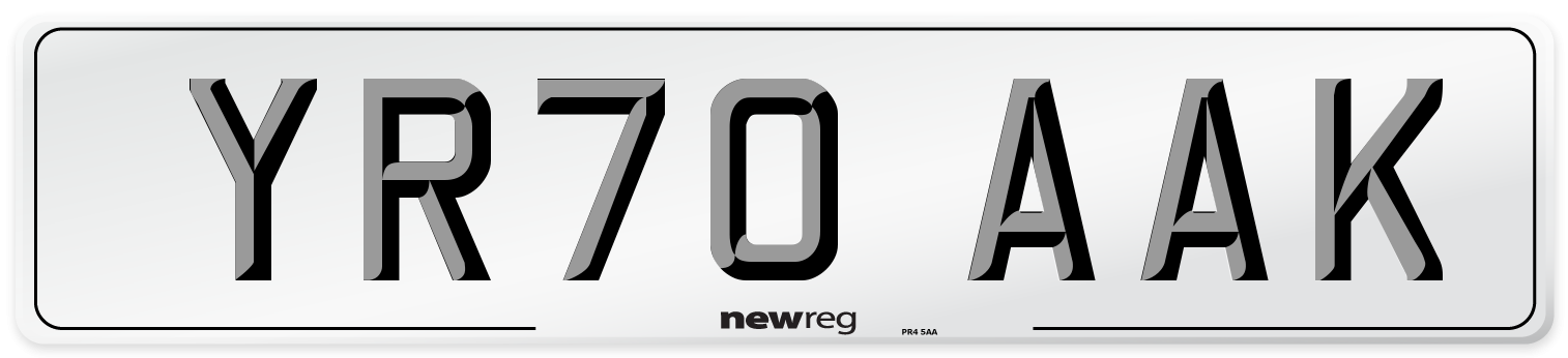 YR70 AAK Front Number Plate