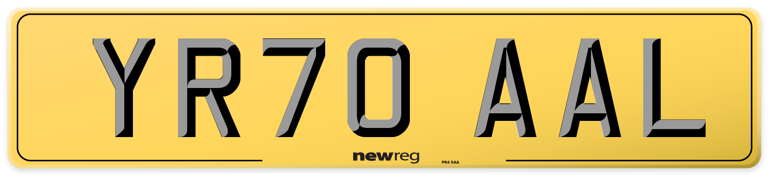 YR70 AAL Rear Number Plate