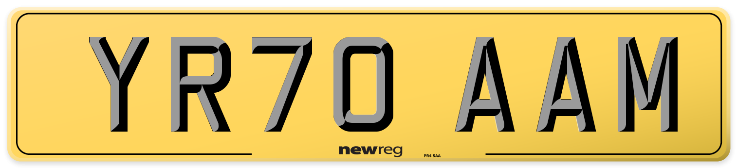 YR70 AAM Rear Number Plate