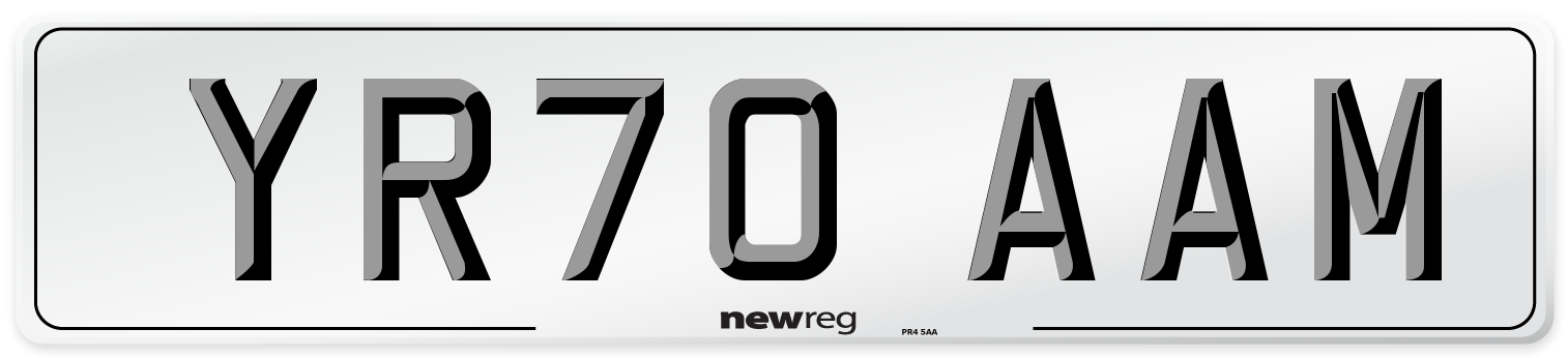 YR70 AAM Front Number Plate