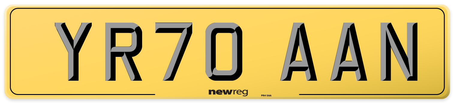 YR70 AAN Rear Number Plate