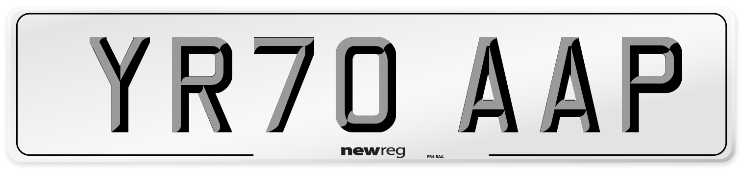 YR70 AAP Front Number Plate