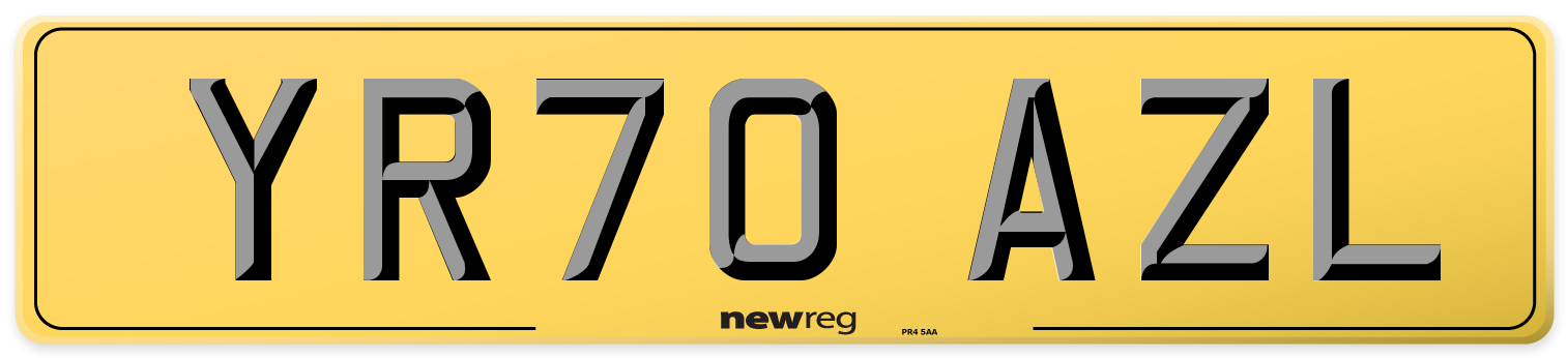 YR70 AZL Rear Number Plate