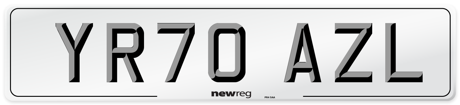 YR70 AZL Front Number Plate