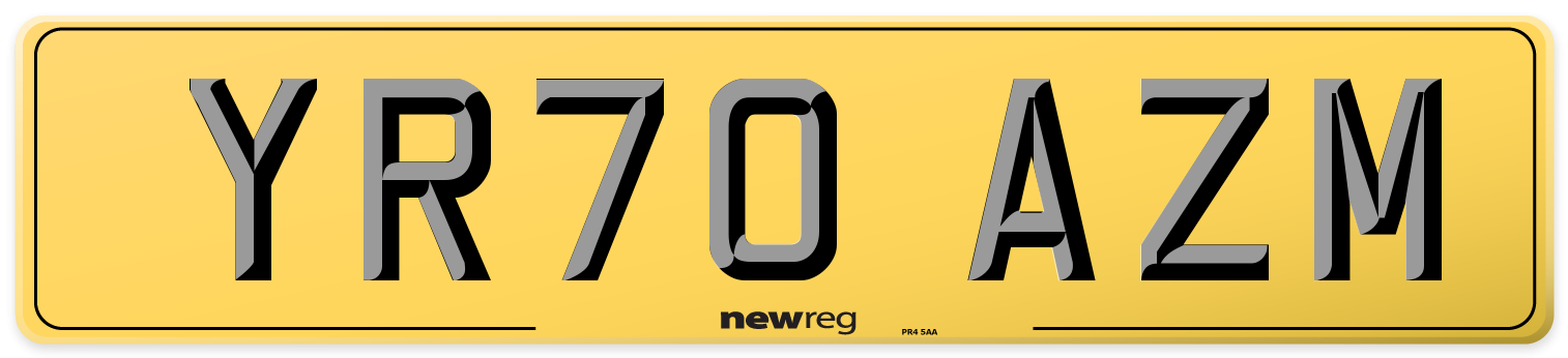 YR70 AZM Rear Number Plate