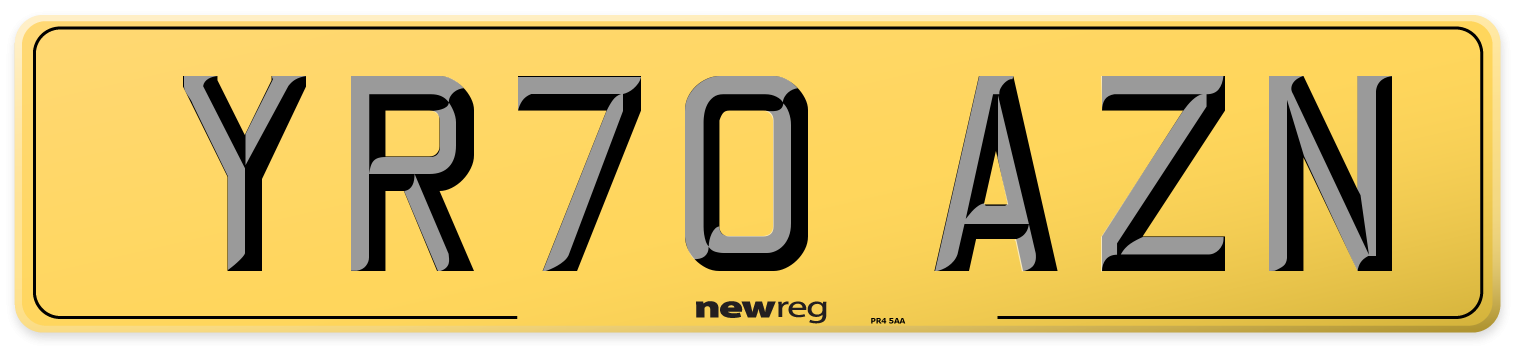 YR70 AZN Rear Number Plate