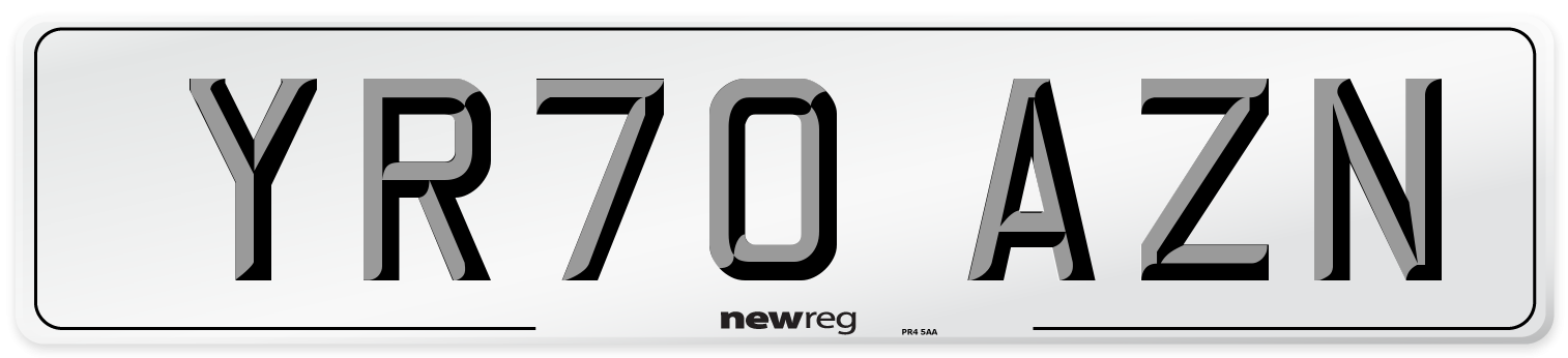 YR70 AZN Front Number Plate