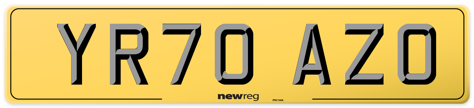 YR70 AZO Rear Number Plate