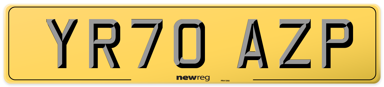 YR70 AZP Rear Number Plate