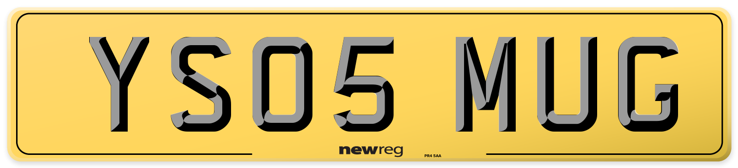 YS05 MUG Rear Number Plate